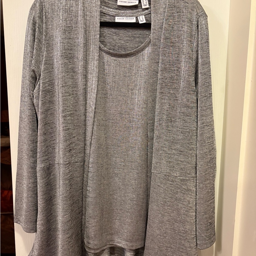 Susan Graver Heather Gray Cardigan Sweater